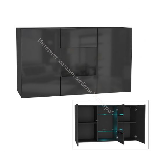 Комод Point тип-1.2 Чёрный глянец/Чёрный матовый