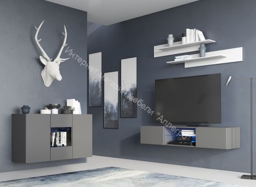 Комод Point тип-1.2 Чёрный глянец/Чёрный матовый