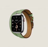 Часы Apple Watch Hermès Series 10 GPS + Cellular 42mm Silver Titanium Case with Vert Criquet Attelage Double Tour