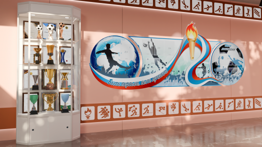 Шестигранная шкаф-витрина с подсветкой