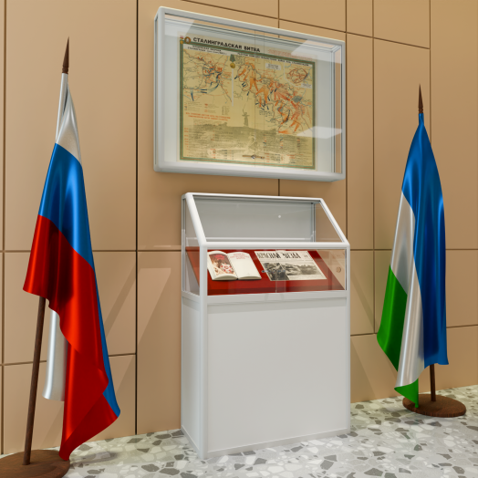 Витрина музейная наклонная 850х400х1300 мм