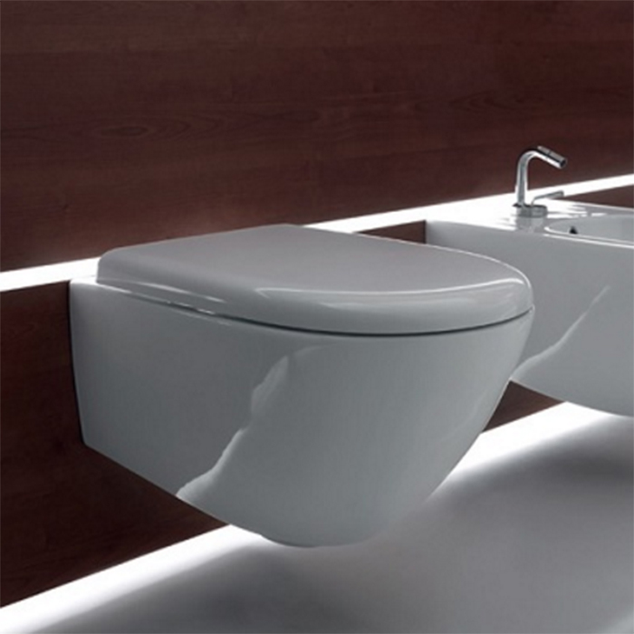 Изображение Подвесной безободковый унитаз Kerasan Aquatech 371401 с шумоизоляционной пластиной и крепежом WB9N