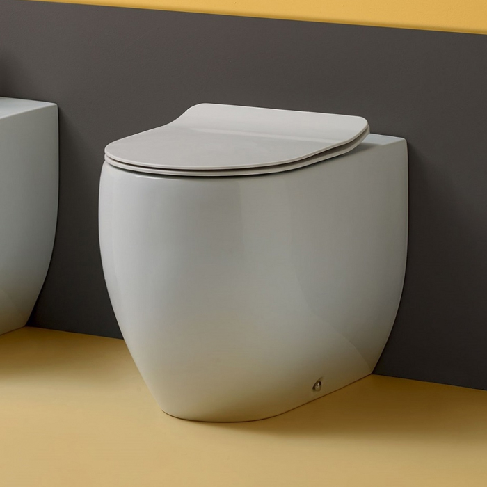 Изображение Унитаз Kerasan Flo напольный приставной 56 см в комплекте с крепежом WB5N 3118 белый глянец