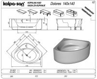 Угловая акриловая ванна Kolpa San Dolores (Долорэс) 140x140 схема 2