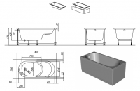Гидромассажная акриловая ванна Kolpa San TAMIA 140/S (Тамиа) 140x70 схема 2