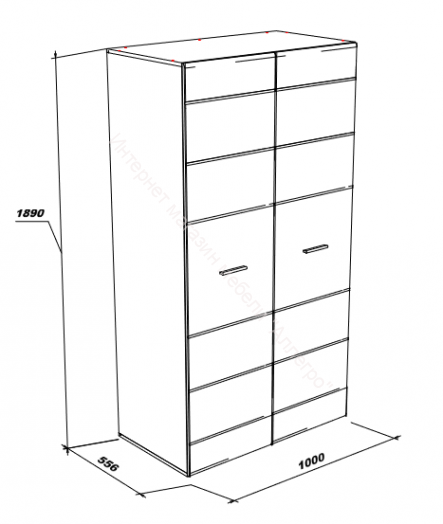 Шкаф 2-х дверный Gloss