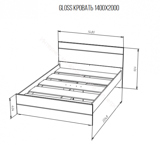 Кровать 140х200 Gloss