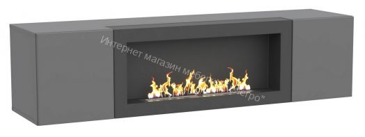 Шкаф навесной POINT ТИП-28 SBK с биокамином Серый графит