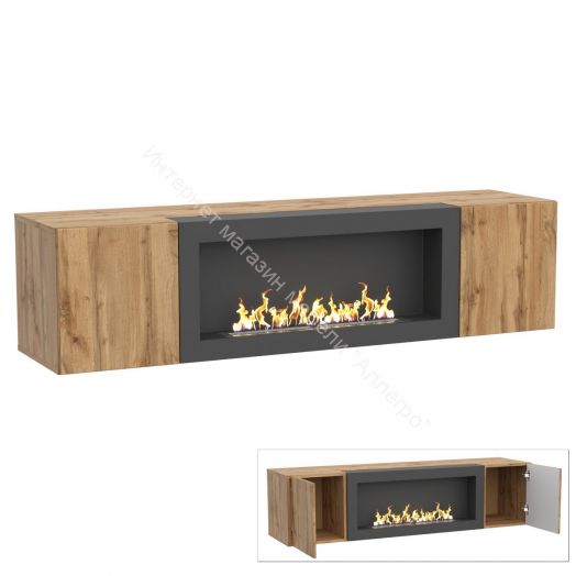 Шкаф навесной POINT ТИП-28 SBK с биокамином Дуб Вотан