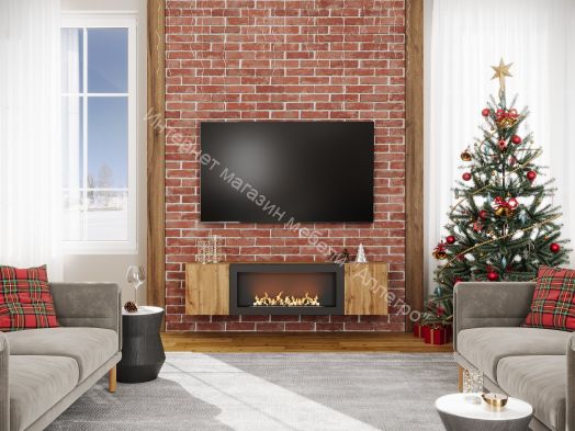 Шкаф навесной POINT ТИП-28 SBK с биокамином Дуб Вотан