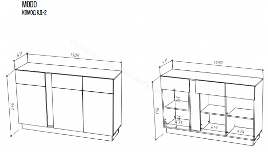 Комод КД-2 MODO Артизан/Белый
