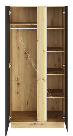 Шкаф 2-х дверный MODO Артизан/Чёрный