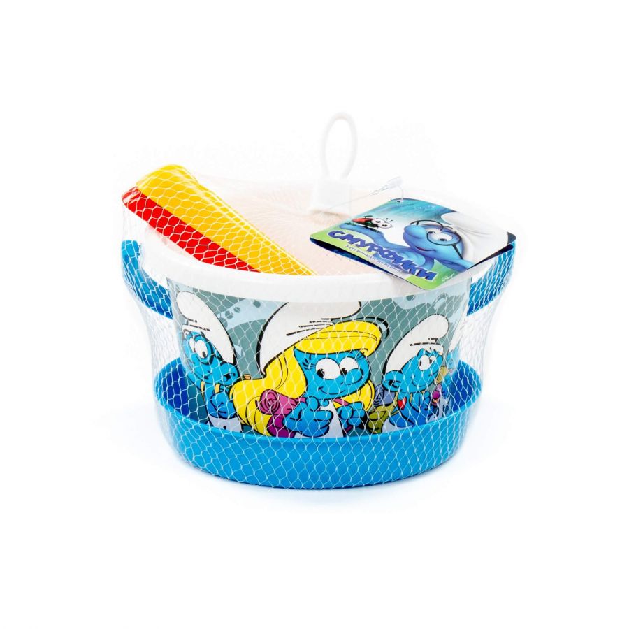 "Смурфики: Затерянная деревня-6" набор №1: ведро среднее с наклейкой, ситечко, совок №2, грабельки №2