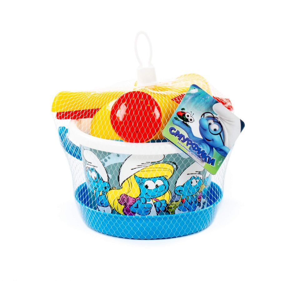 "Смурфики: Затерянная деревня-6" набор №2: ведро среднее с наклейкой, ситечко, совок №2, грабельки №2, лейка малая №4