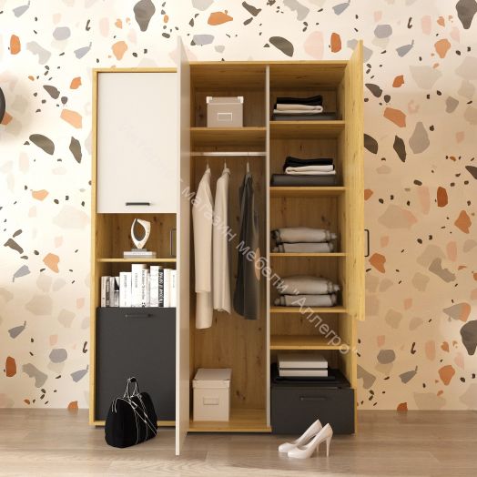 Шкаф ШК-50 KUBO Артизан/Чёрный/Серый