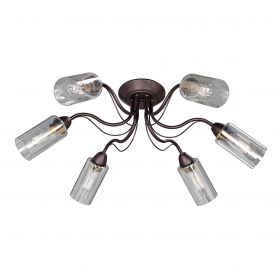 Люстра Vitaluce V3744-8/6PL, 6хE27 Макс. 60Вт Коричневый / Виталюче.