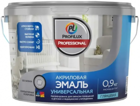 Эмаль Акриловая ProfiLux Professional Белая Универсальная Глянцевая 0.9кг.