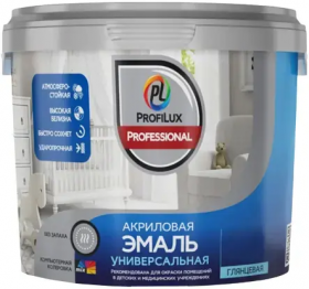Эмаль Акриловая ProfiLux Professional Белая Универсальная Глянцевая 10кг.