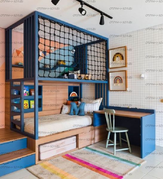 Кровать двухъярусная домик Fantasy Sky №4