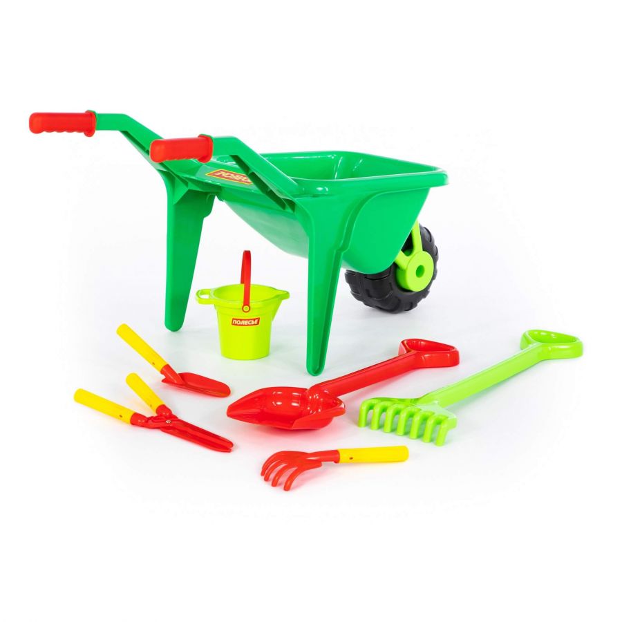 Набор №454: тачка "Садовод" №2, ведро малое с носиком, лопата большая, грабли большие, совок №29, грабельки №25, секатор