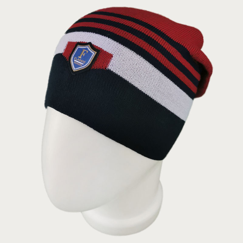 зм1208-06 Шапка конвертик вязаная Stripes бордо