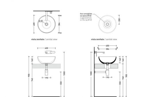 Раковина Flaminia App 40 Countertop Basin 40х40 ФОТО