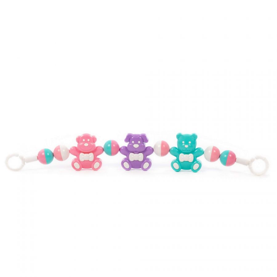 Погремушка-подвеска "Забавные зверята" (48 см) (розовый, сиреневый, бирюзовый) (в пакете)