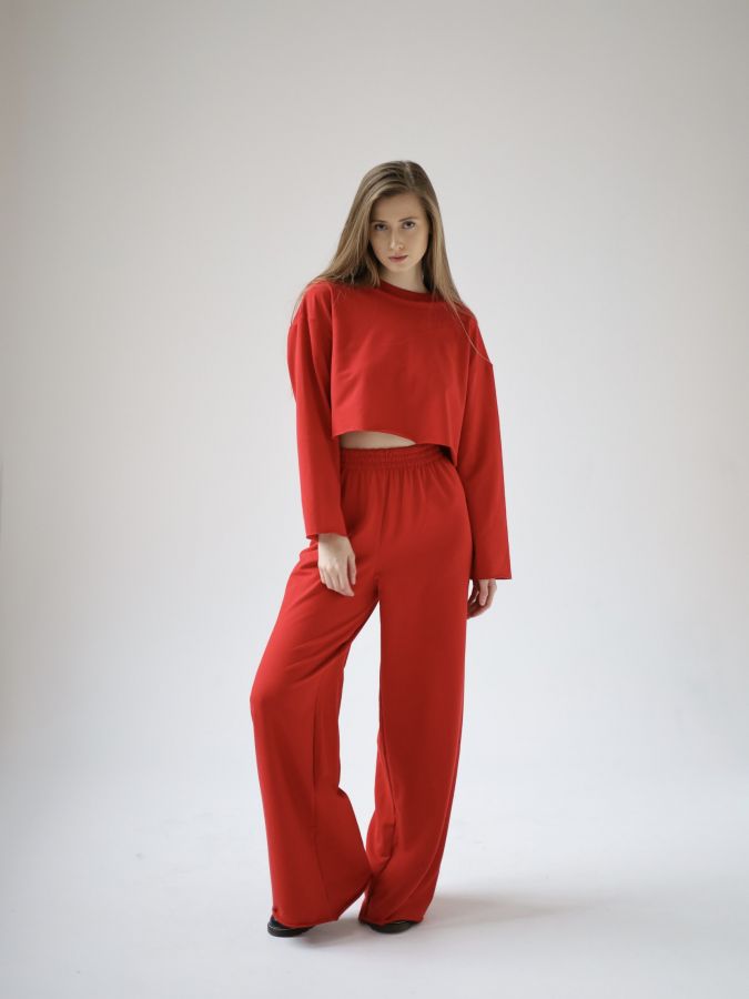 Кофта укороченная красная