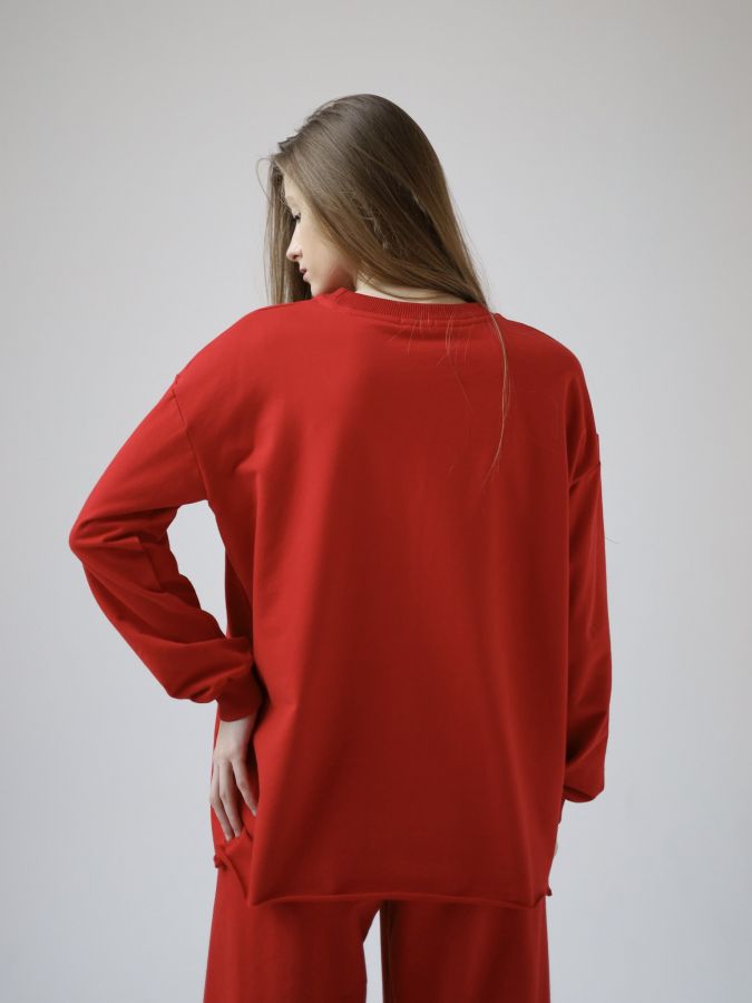 Кофта с длинным рукавом красная