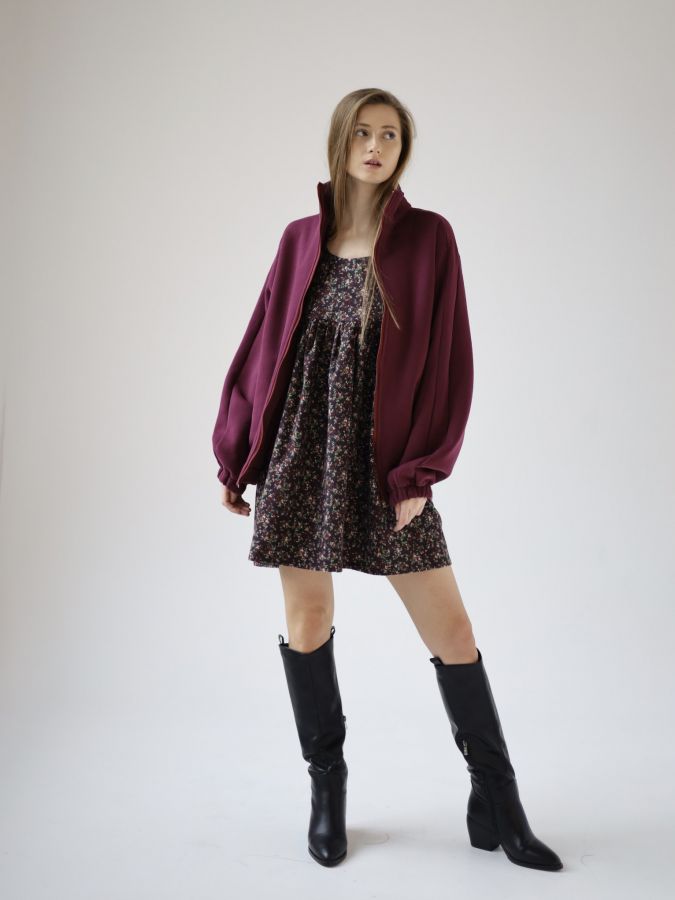 Олимпийка оверсайз с начесом каберне