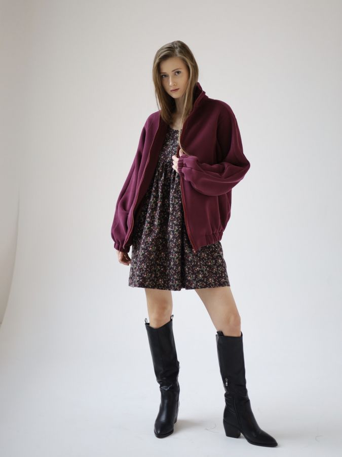 Олимпийка оверсайз с начесом каберне