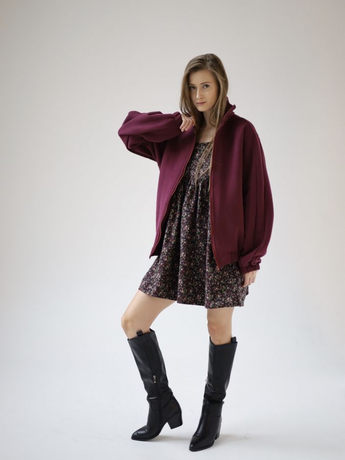 Олимпийка оверсайз с начесом каберне