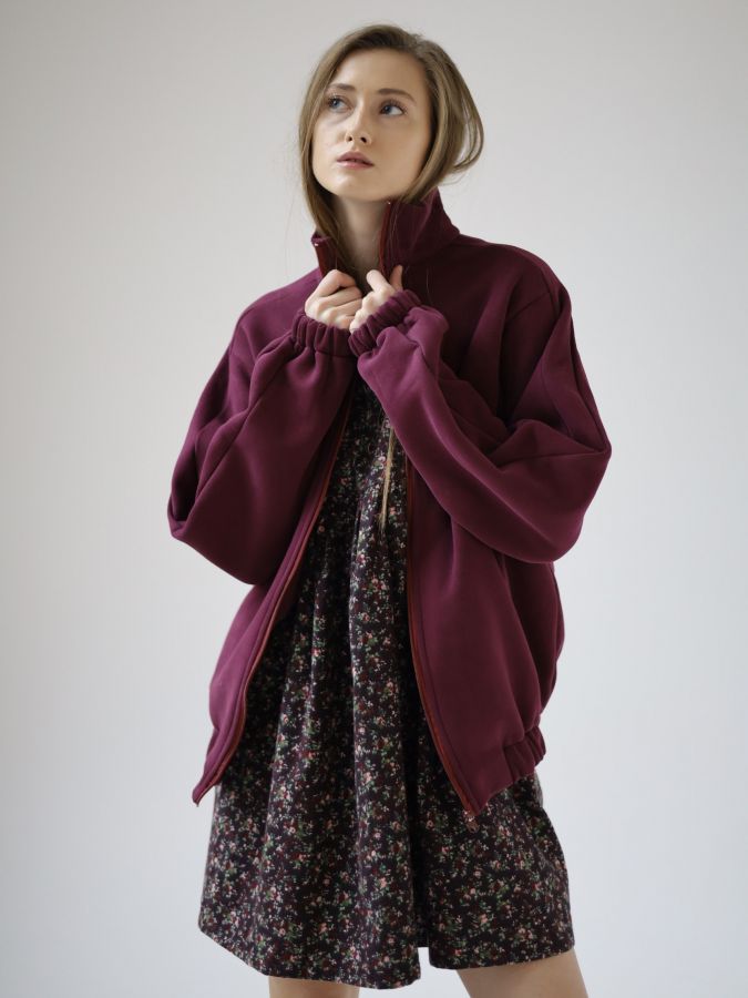 Олимпийка оверсайз с начесом каберне