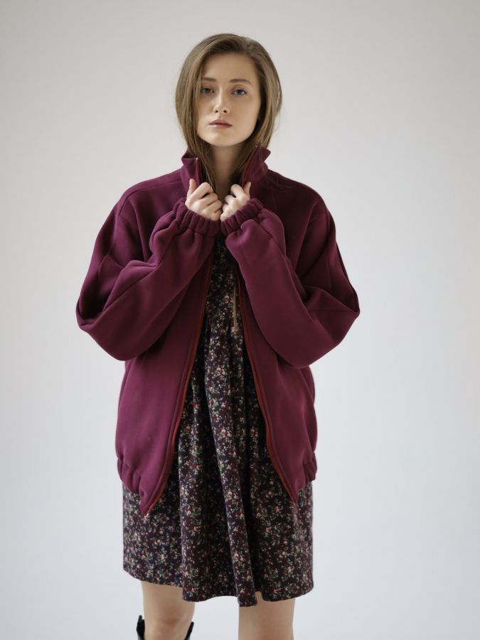 Олимпийка оверсайз с начесом каберне