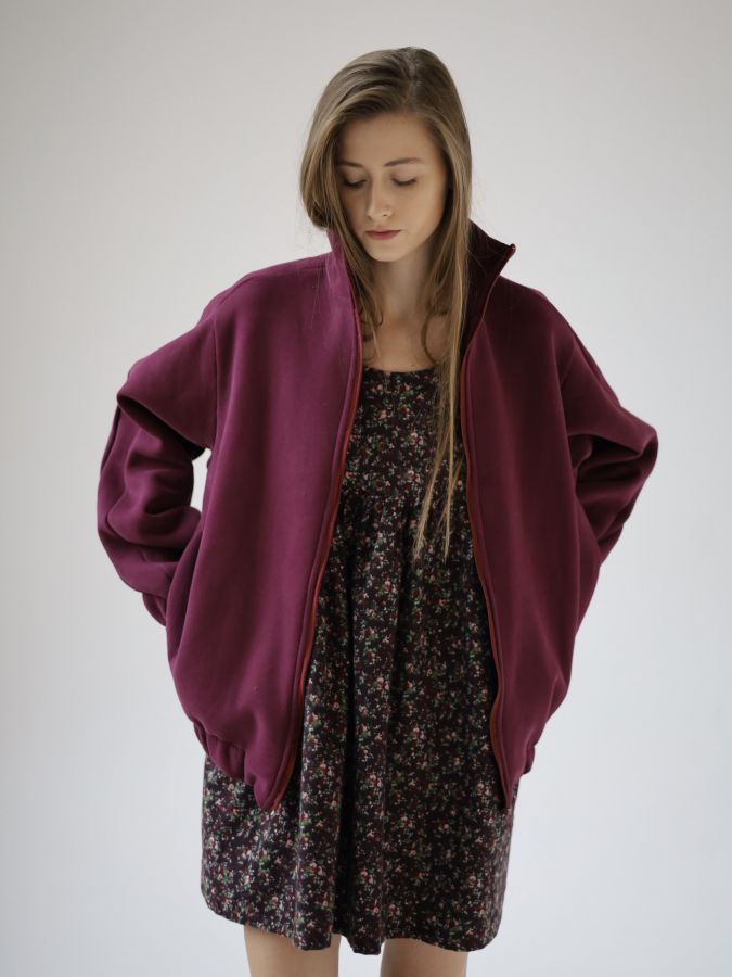 Олимпийка оверсайз с начесом каберне