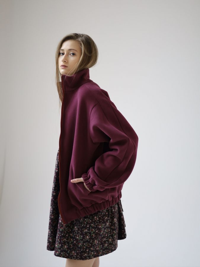 Олимпийка оверсайз с начесом каберне