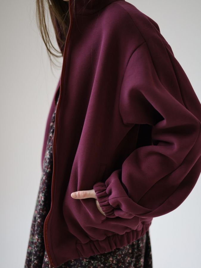 Олимпийка оверсайз с начесом каберне