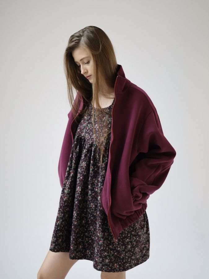 Олимпийка оверсайз с начесом каберне