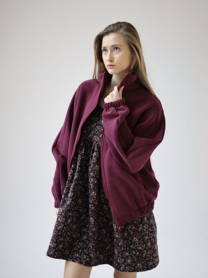 Олимпийка оверсайз с начесом каберне