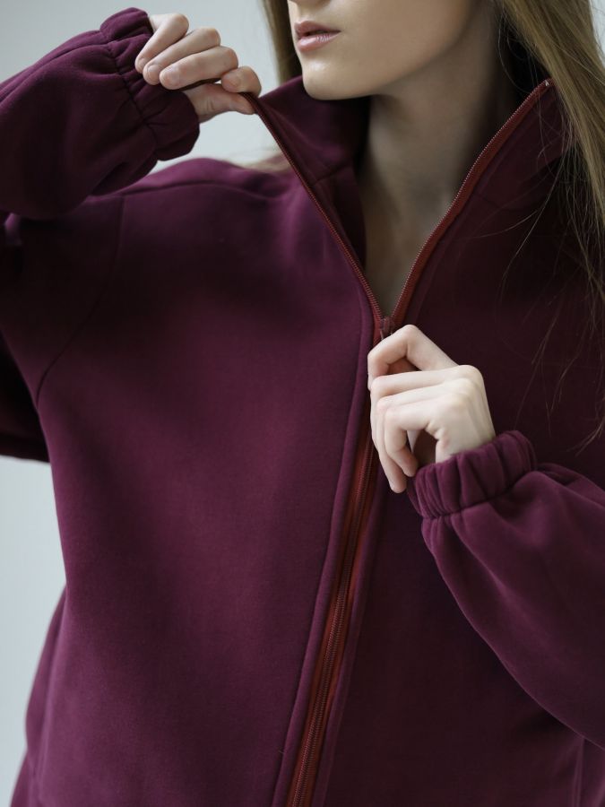 Олимпийка оверсайз с начесом каберне