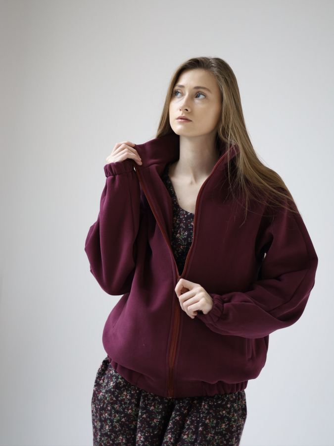 Олимпийка оверсайз с начесом каберне