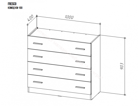 Комод КМ-100 (N) FRESCO Белый/Дуб Вотан