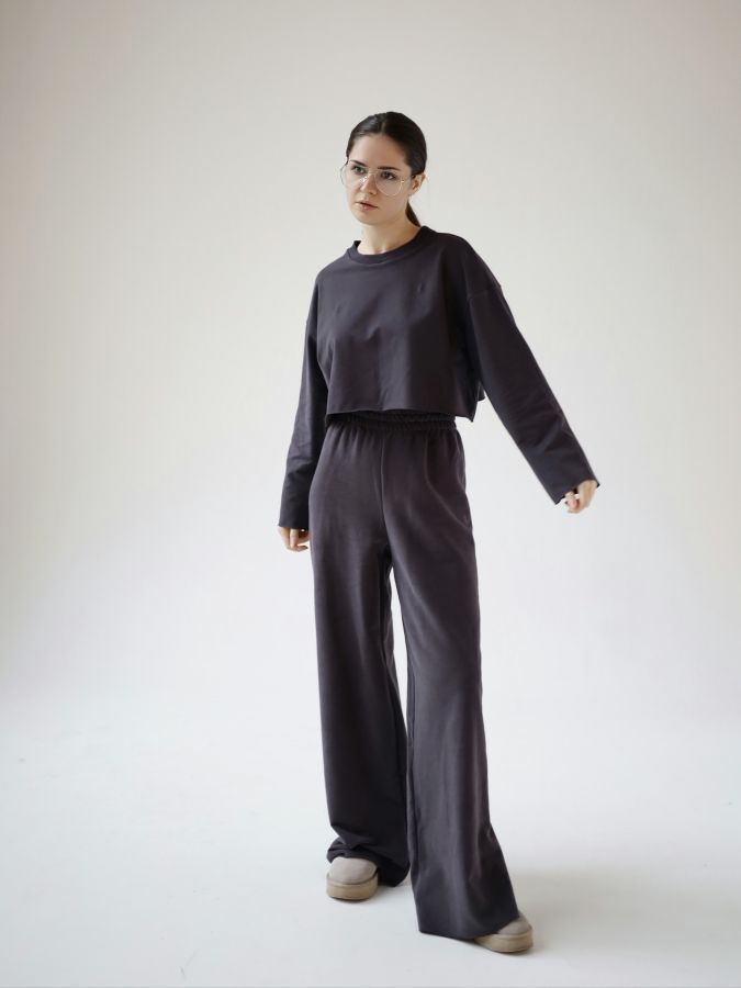 Кофта укороченная графит