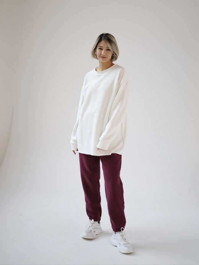 Джоггеры с начесом каберне