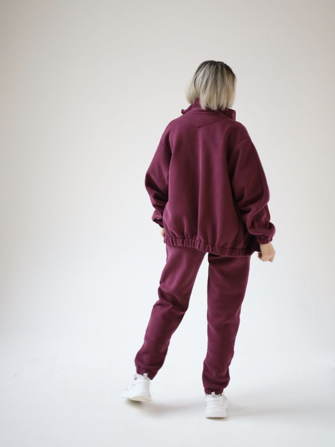 Джоггеры с начесом каберне