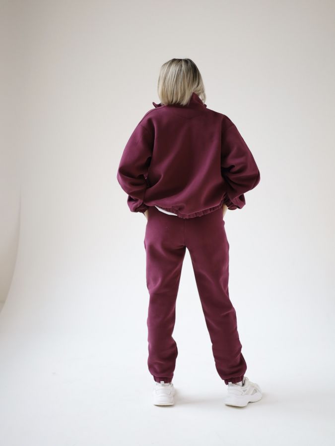 Джоггеры с начесом каберне