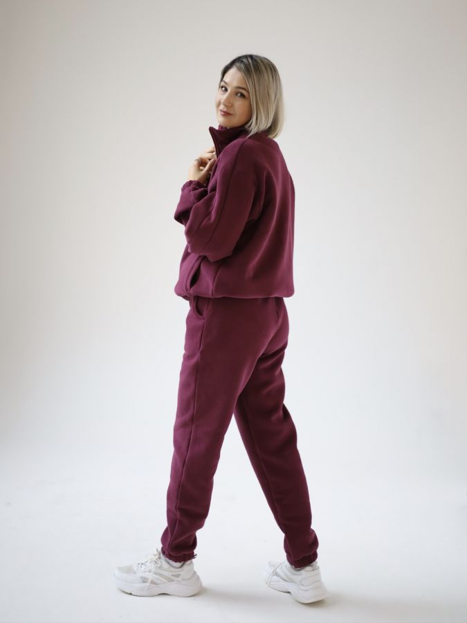 Джоггеры с начесом каберне