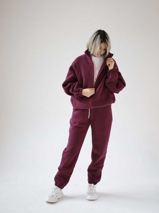 Джоггеры с начесом каберне