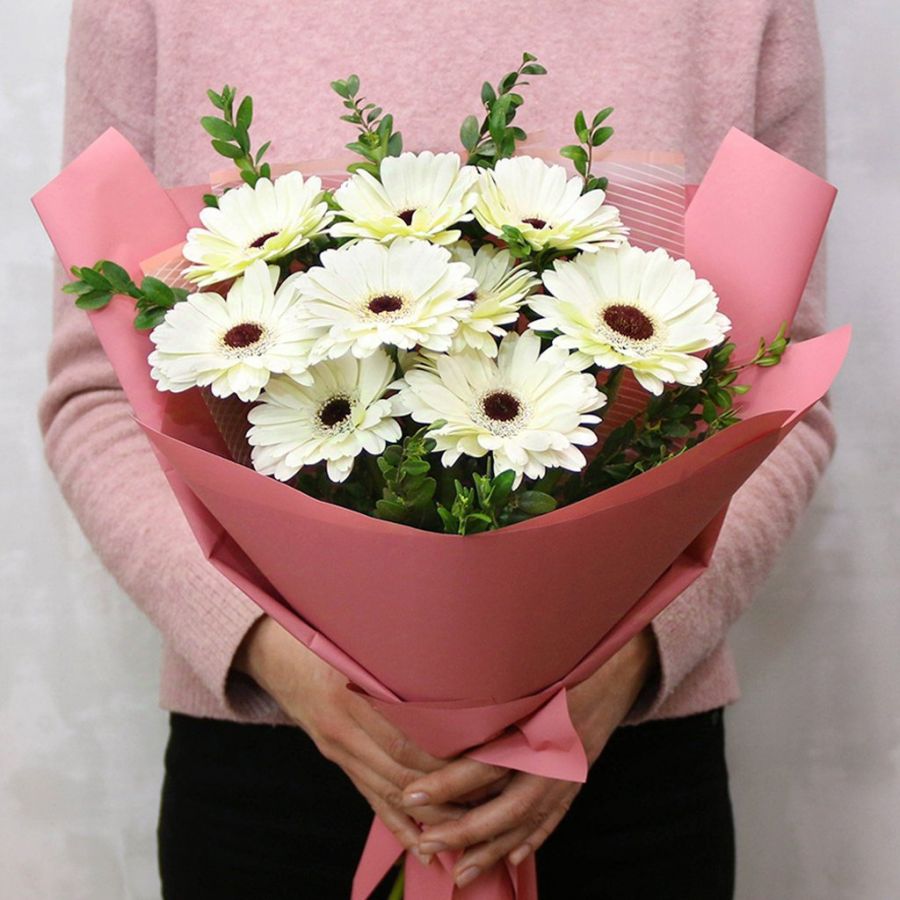 Букет из 9 белых гербер