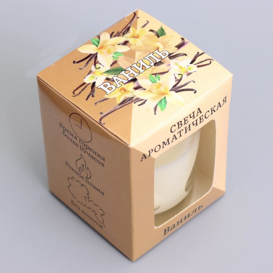 Свеча ароматическая в стекле 5х6см, ваниль